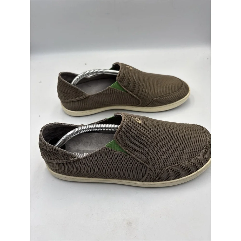 Men's OluKai Nohea Mesh Brown Boat Deck Slip On Shoes Size 9.5